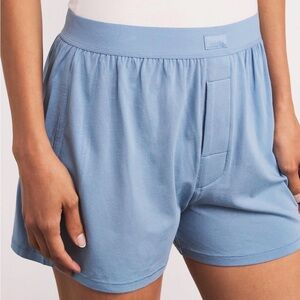 SKIMS Loose Boxer Shorts Blue XXS Cotton Lounge Sleep Shorts Women